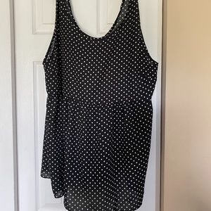 Plus Size Black Pocka-Dot Sleeveless Shirt